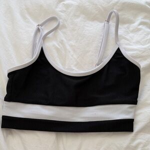 Black and White Ribbed Bralette swim top size M